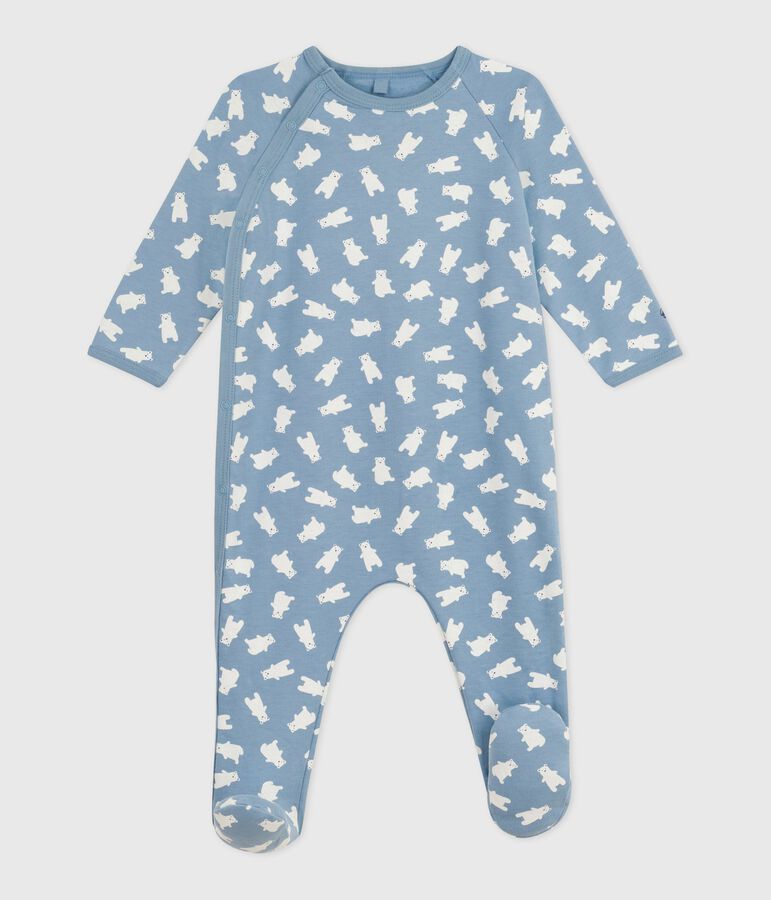 Pijama de felpa cepillada con estampado para beb&eacute; azul ADRIATIC/ MILK