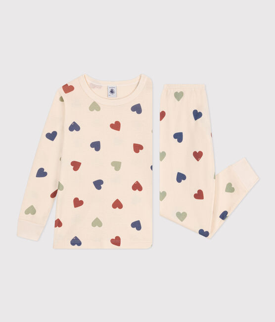 Pijama infantil de algodón con estampado de corazón blanco AVALANCHE/ MULTICO