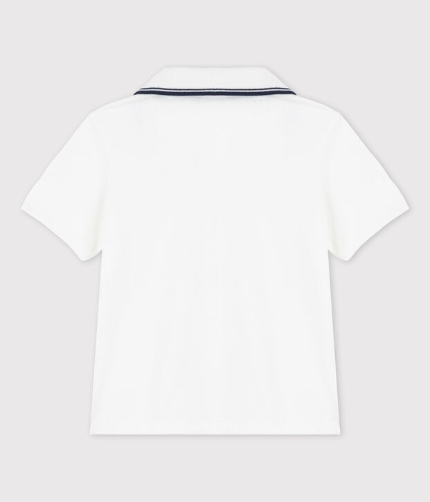Polo de manga corta de punto de ni&ntilde;o blanco
