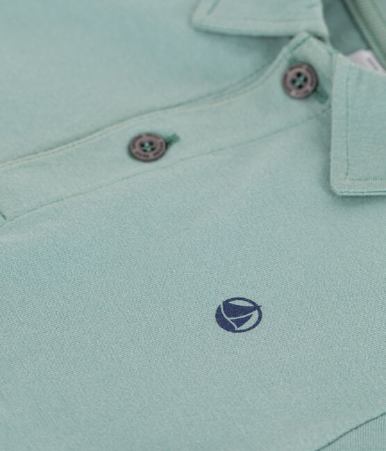 Polo infantil de algodón liso de manga corta verde PAUL