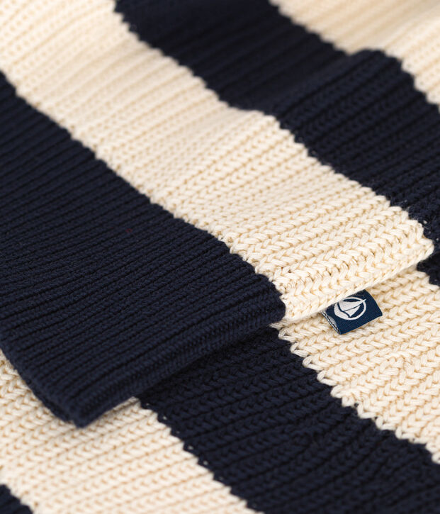 Jersey de algod&oacute;n para mujer azul/crudo