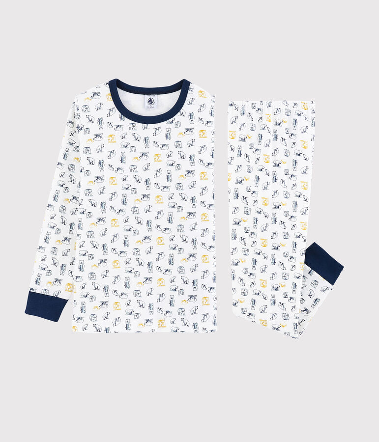 Pijama de punto con oso polar para ni&ntilde;o blanco/multicolor