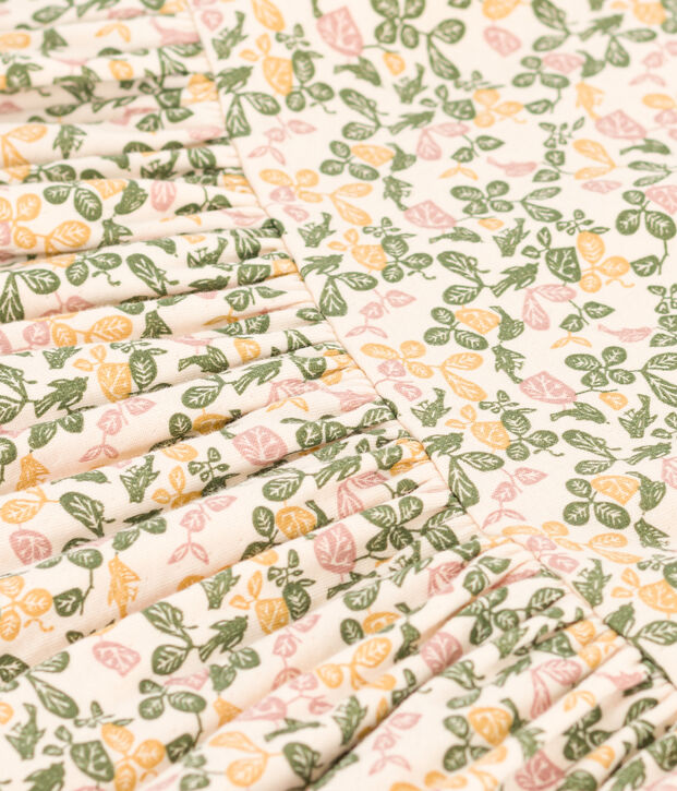 Vestido estampado de manga corta de algod&oacute;n para ni&ntilde;a crudo/multicolor