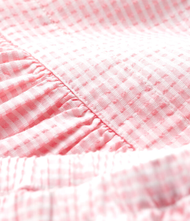 Vestido y pantaloncito bloomer de beb&eacute; ni&ntilde;a rosa/blanco