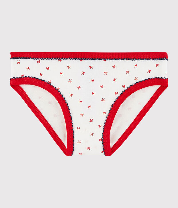 Braguita de ni&ntilde;a de algod&oacute;n blanco/rojo