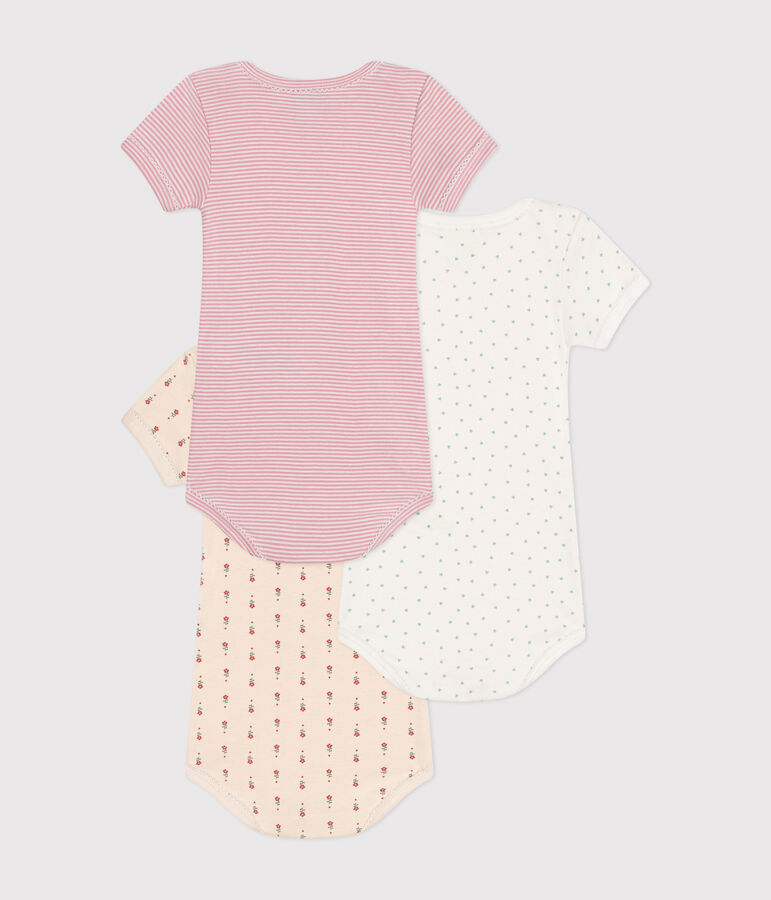Juego de 3 bodis de algod&oacute;n de manga corta para beb&eacute; multicolor