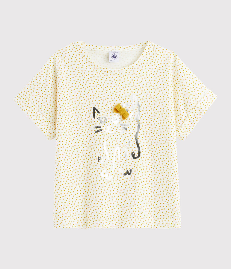 Camiseta estampada de ni&ntilde;a blanco/amarillo