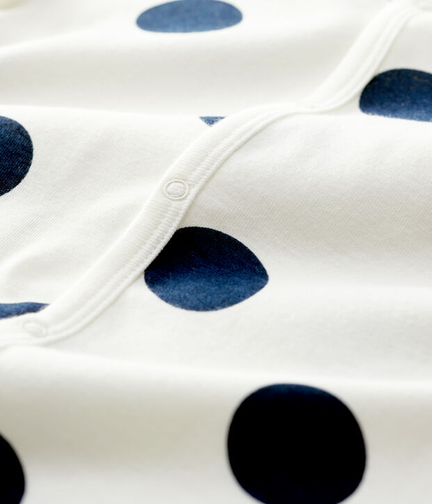 Pelele de beb&eacute; con lunares de algod&oacute;n org&aacute;nico blanco/azul