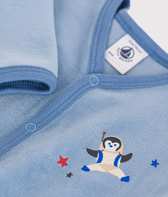 Pijama de terciopelo para bebé azul BEACH