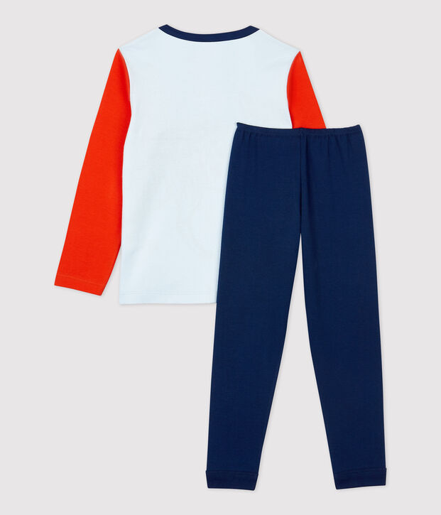 Pijama con motivo de lobo de ni&ntilde;o de algod&oacute;n azul/multicolor