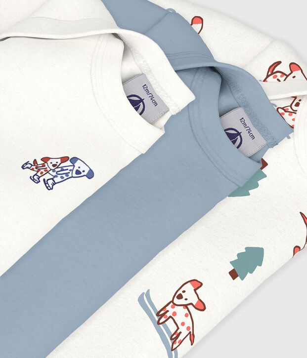 Juego de bodis de algod&oacute;n de manga larga con estampado de perros para beb&eacute; multicolor
