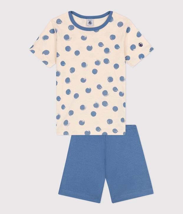 Pijama corto infantil de algod&oacute;n azul/multicolor
