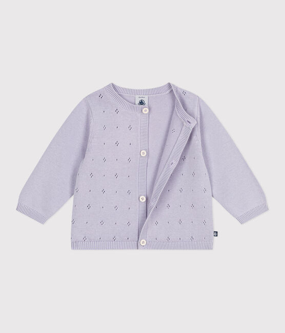 Cárdigan liso de punto tricotado de algodón para bebé violeta PARME