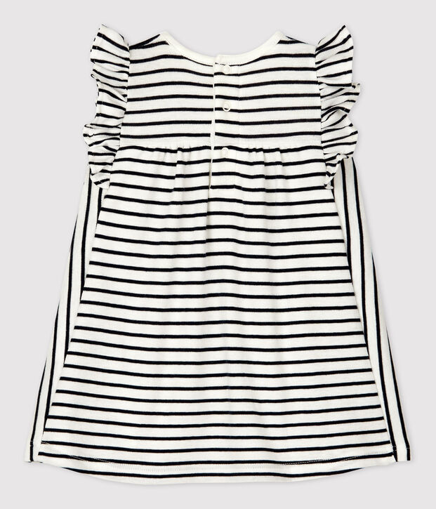 Vestido-bodi a rayas marineras de algod&oacute;n ecol&oacute;gico para beb&eacute; blanco/azul