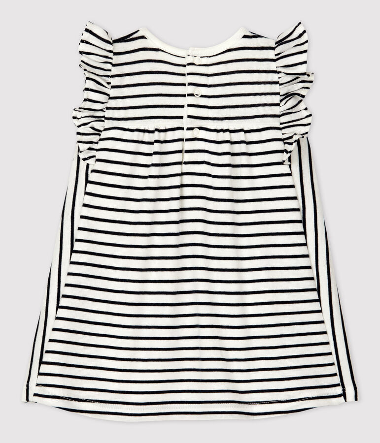Vestido-bodi a rayas marineras de algod&oacute;n ecol&oacute;gico para beb&eacute; blanco/azul