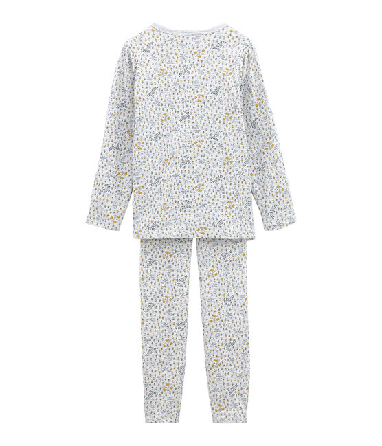 Pijama de tela túbica para niña gris POUSSIERE/blanco MULTICO