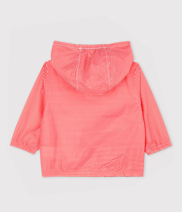 Cortavientos de poliamida reciclada de beb&eacute; rosa/blanco