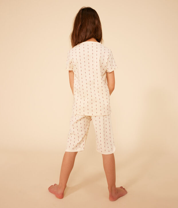 Pijama pirata infantil de algod&oacute;n con estampado de flor crudo/multicolor