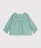 Blusa de algod&oacute;n de manga larga con estampado vichy con corazones para beb&eacute; verde/blanco
