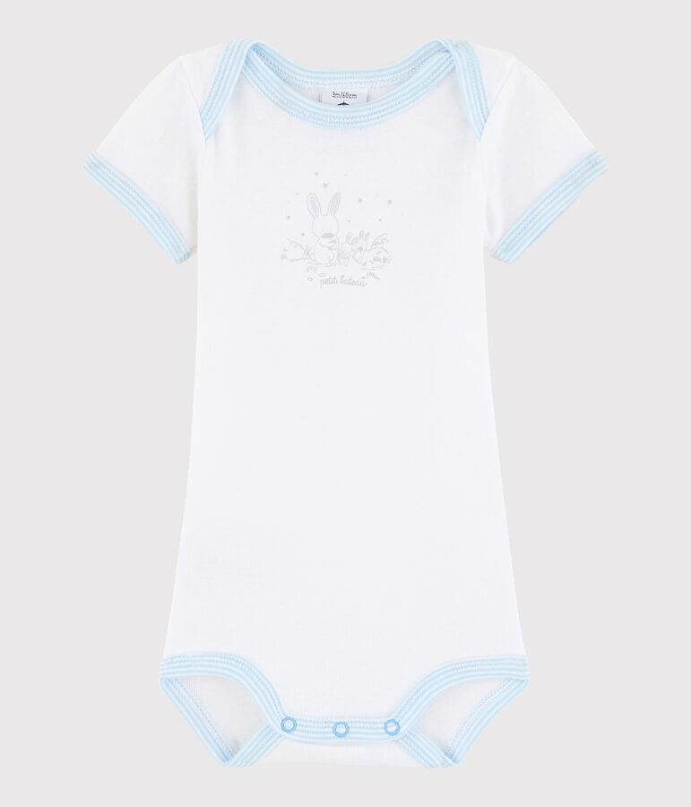 Bodi de manga corta de beb&eacute; ni&ntilde;o blanco/azul