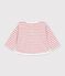 Camiseta de manga larga a rayas de algod&oacute;n para beb&eacute; rosa/crudo