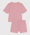 Pijama corto de algodón a rayas para mujer rosa ROSEWOOD/ MARSHMALLOW