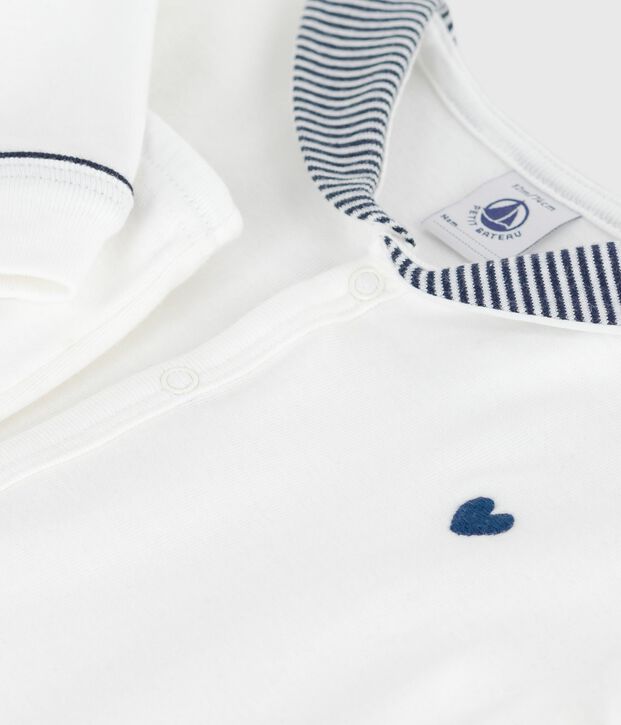Pijama de 2 piezas con cuello marinero para beb&eacute; blanco