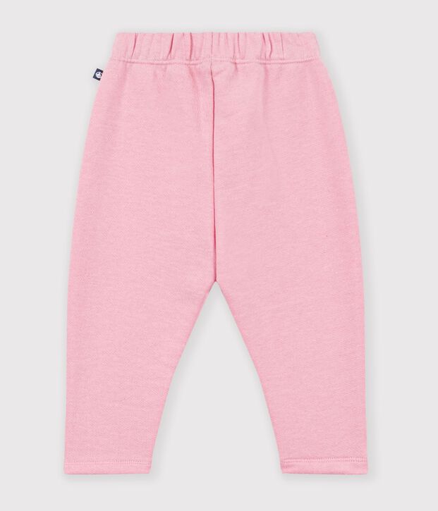 Pantal&oacute;n de jogging liso de algod&oacute;n para beb&eacute; rosa