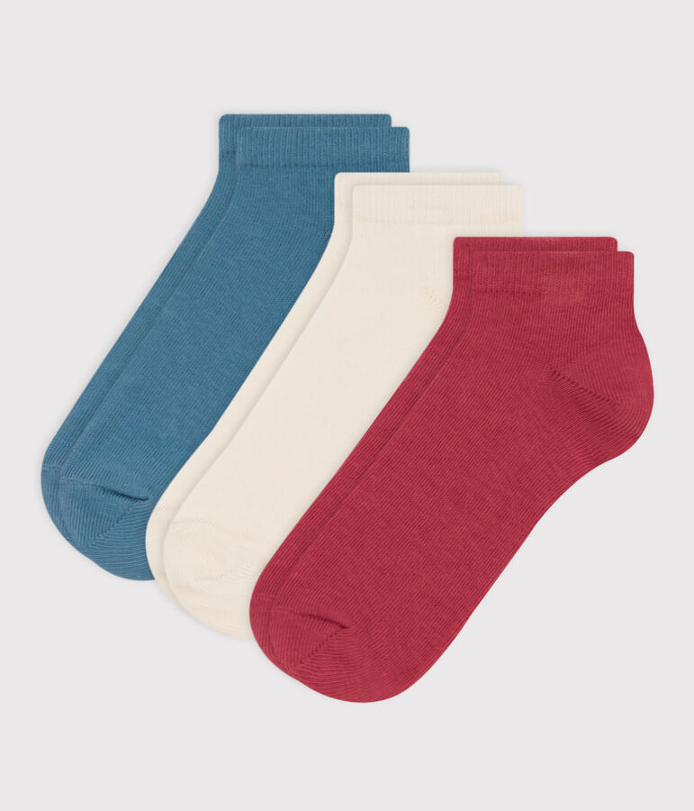 Juego de 3 pares de calcetines lisos de punto de algod&oacute;n para ni&ntilde;os multicolor