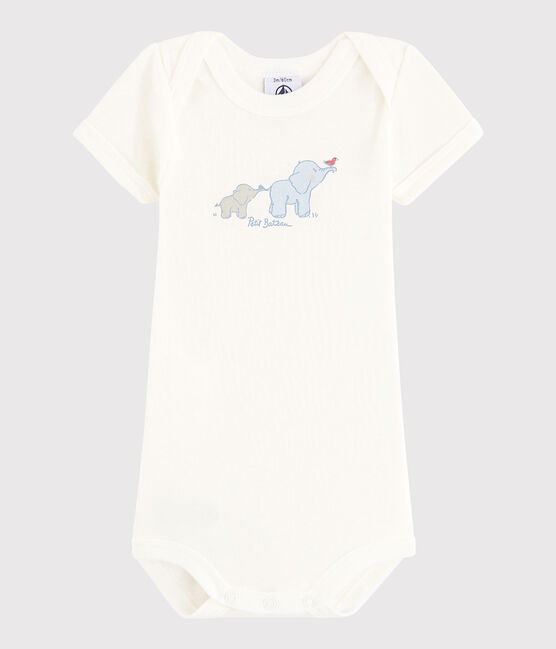 Bodi de manga corta de bebé niña/niño blanco LAIT