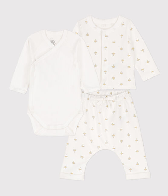 Conjunto de algodón estampado para bebé blanco MARSHMALLOW/blanco MULTICO