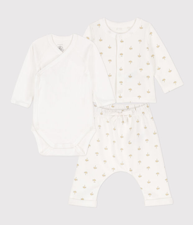 Conjunto de algod&oacute;n estampado para beb&eacute; blanco/multicolor
