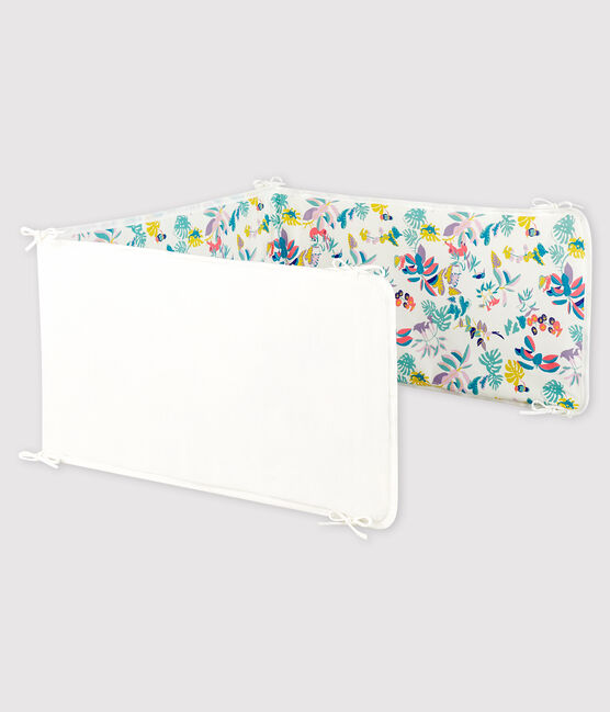 Protector para cuna de punto acanalado con estampado de jungla para bebé niña blanco MARSHMALLOW/blanco MULTICO