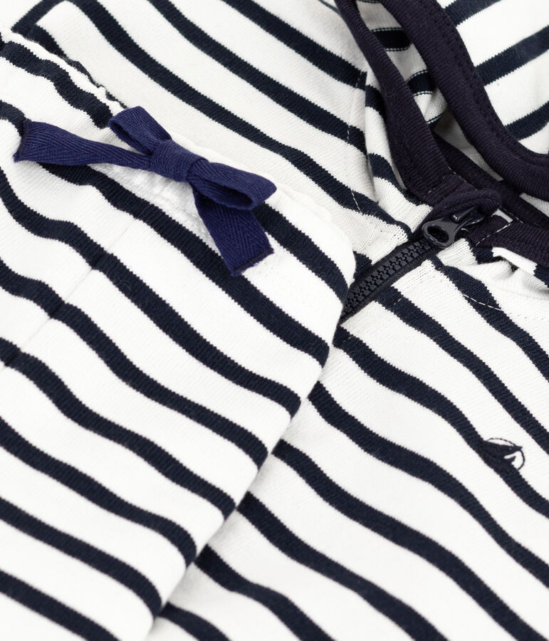 Conjunto de punto grueso con rayas marineras para beb&eacute; blanco/azul