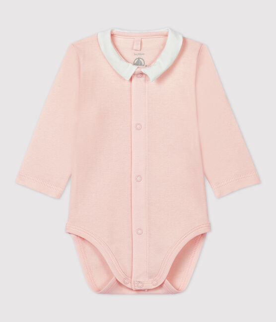 Body rosa con cuello de bebé de algodón orgánico rosa FLEUR