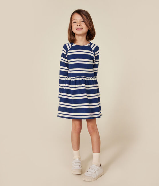 Vestido de manga larga de algodón grueso para niña azul MEDIEVAL/ MONTELIMAR