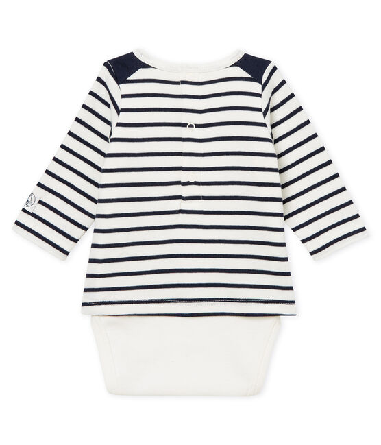 Body camiseta de rayas para bebé niño blanco MARSHMALLOW/azul SMOKING CN