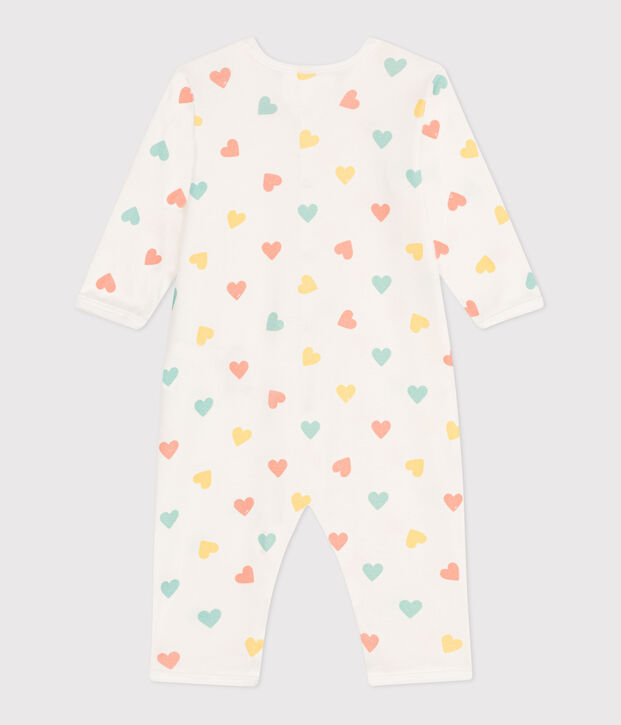Pijama de algod&oacute;n sin pies con corazones para beb&eacute; blanco/multicolor
