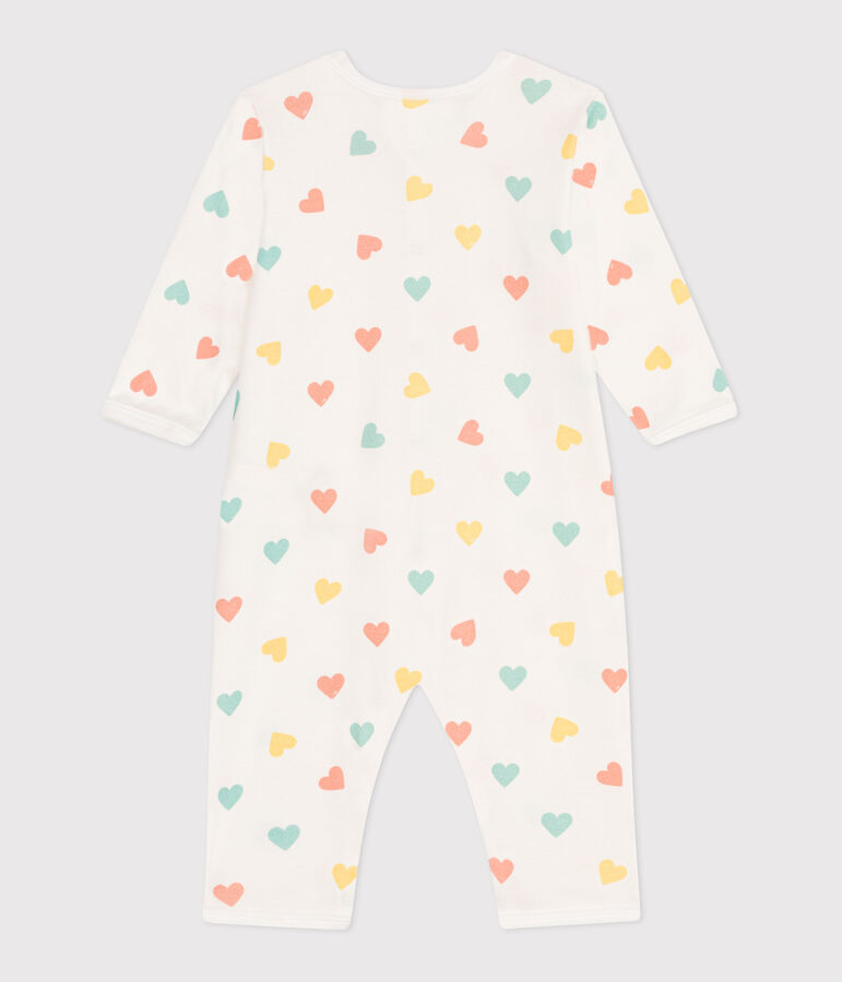 Pijama de algod&oacute;n sin pies con corazones para beb&eacute; blanco/multicolor