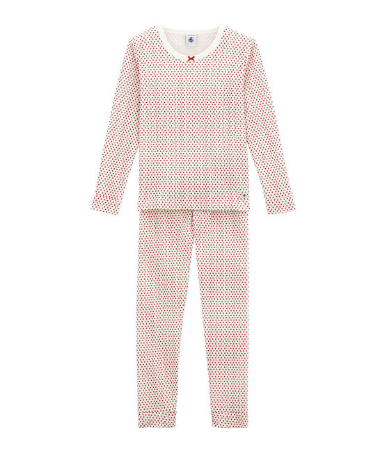 Piajama para niña corte ajustado blanco MARSHMALLOW/blanco MULTICO