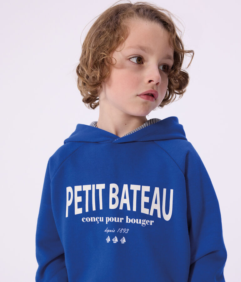 Sudadera infantil de algod&oacute;n con capucha azul PERSE