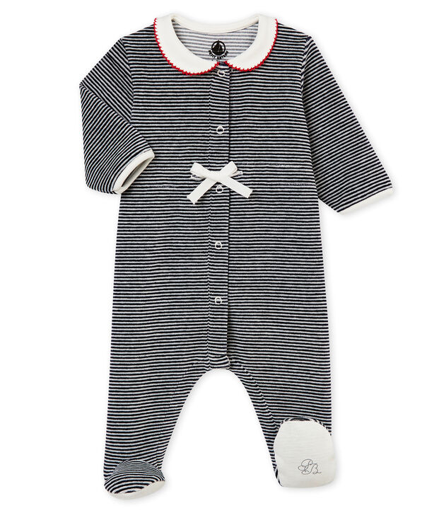 Pijama para beb&eacute; ni&ntilde;a con las ic&oacute;nicas rayas azul/blanco