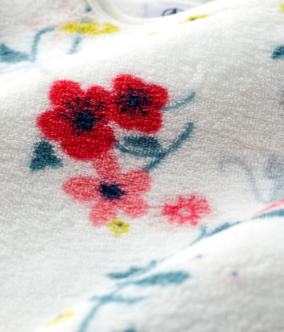 Sobrepijama de polar con estampado de flores para bebé niña blanco MARSHMALLOW/blanco MULTICO