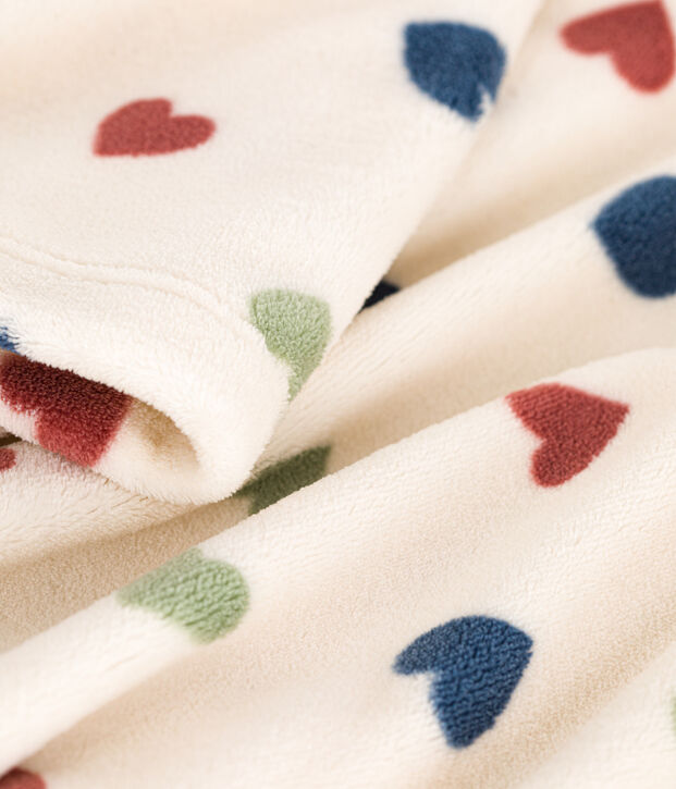 Bata polar infantil estampada crudo/multicolor