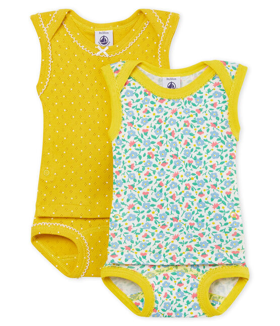 Par de bodis-braguitas 2 en 1 para bebé niña variante 1