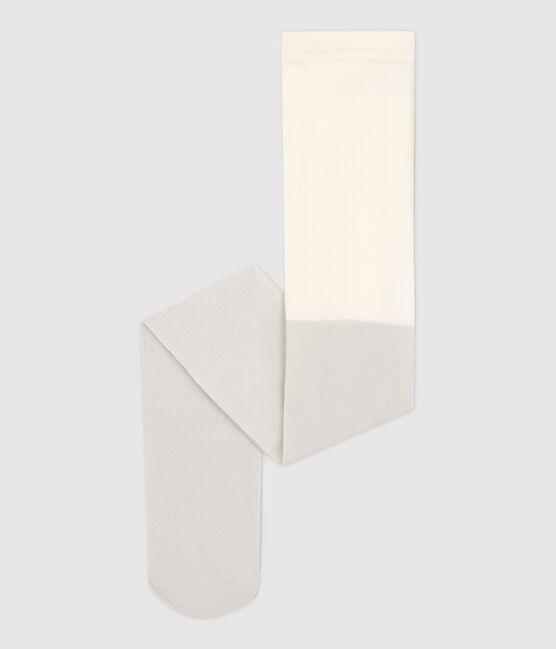 Leotardos de microfibra con purpurina de niña blanco MARSHMALLOW/gris ARGENT