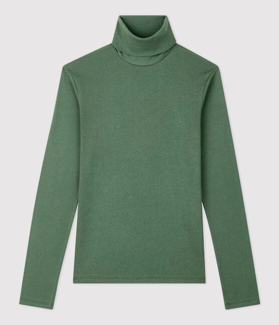 Camiseta de cuello alto emblemática de algodón de mujer verde VALLEE