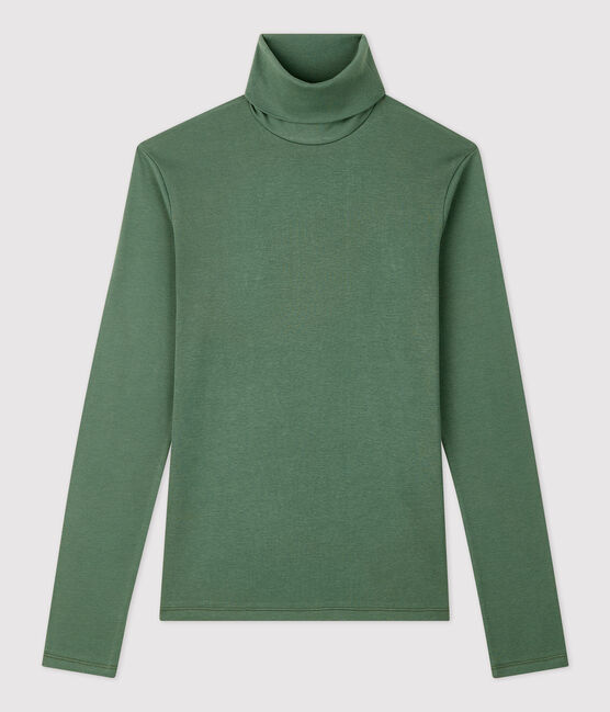 Camiseta de cuello alto emblemática de algodón de mujer verde VALLEE