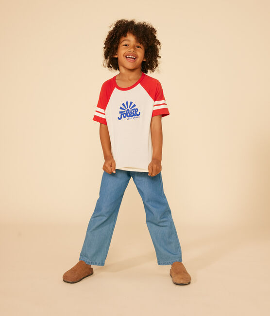 Camiseta estampada de punto para niño rojo AVALANCHE/ AURORA