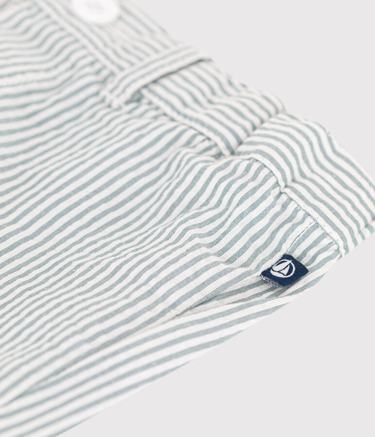 Shorts de seersucker a rayas para beb&eacute; blanco/verde